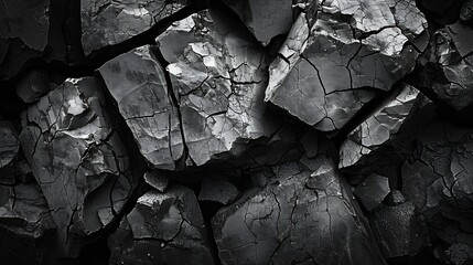 Black white grunge background Rock texture with cracks Stone wall background with copy space for...