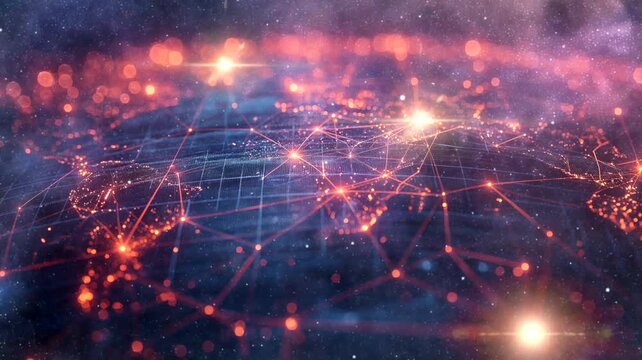 Glowing world map viewing from space. Seamless looping time-lapse 4k video animation background