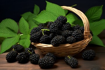 Raw Organic mulberry. Health dessert food. Generate Ai