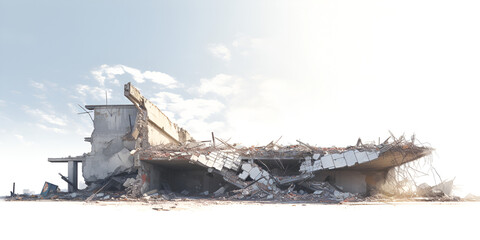 war destruction damaged buildings isolated on white background