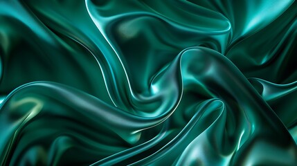Obraz premium Black blue green abstract background Dark green silk satin texture background Beautiful wavy soft folds on the surface of the fabric Teal elegant background with copy space for design : Generative AI