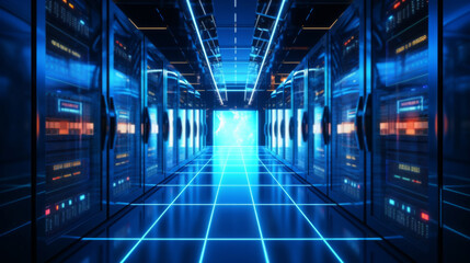 Connection network in servers data center room storage systems Big Data centers and network devices in high-performance operation
