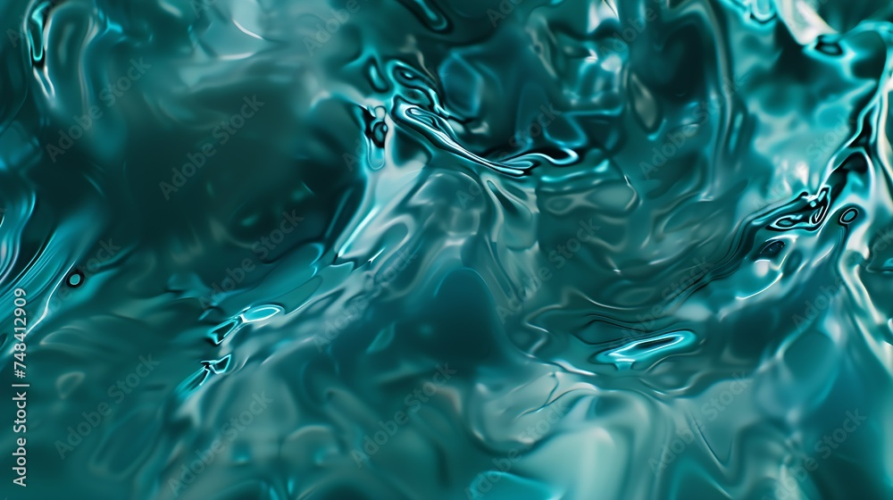 Aufkleber beautiful blue green water background ripples on the surface dark teal background with copy space fo