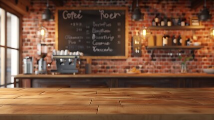 3d render of cafe bar restaurant nobody indoor Empty coffee shop interior daytime with wooden...
