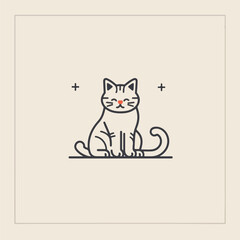Cat icon minimal 2D vector for design