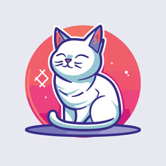 Cat illustration minimal 2D vector for design