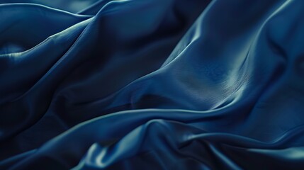 Obraz premium Dark blue silk satin background Copy space for text or product Wavy soft folds on shiny fabric Luxurious deep blue background Valentine Christmas Anniversary Black Friday Web banner : Generative AI