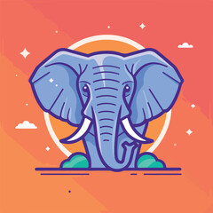 Elephant illustration minimal 2D vector for design