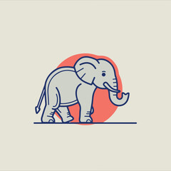 Elephant icon minimal 2D vector for design