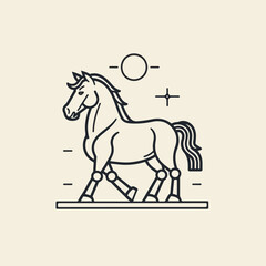 Horse icon minimal 2D vector for design