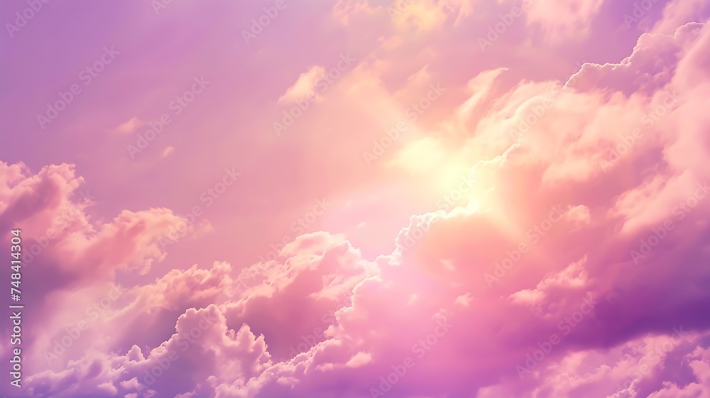 Aufkleber Purple sky with clouds Sunset Evening sky background with copy space for design Web banner Website header : Generative AI