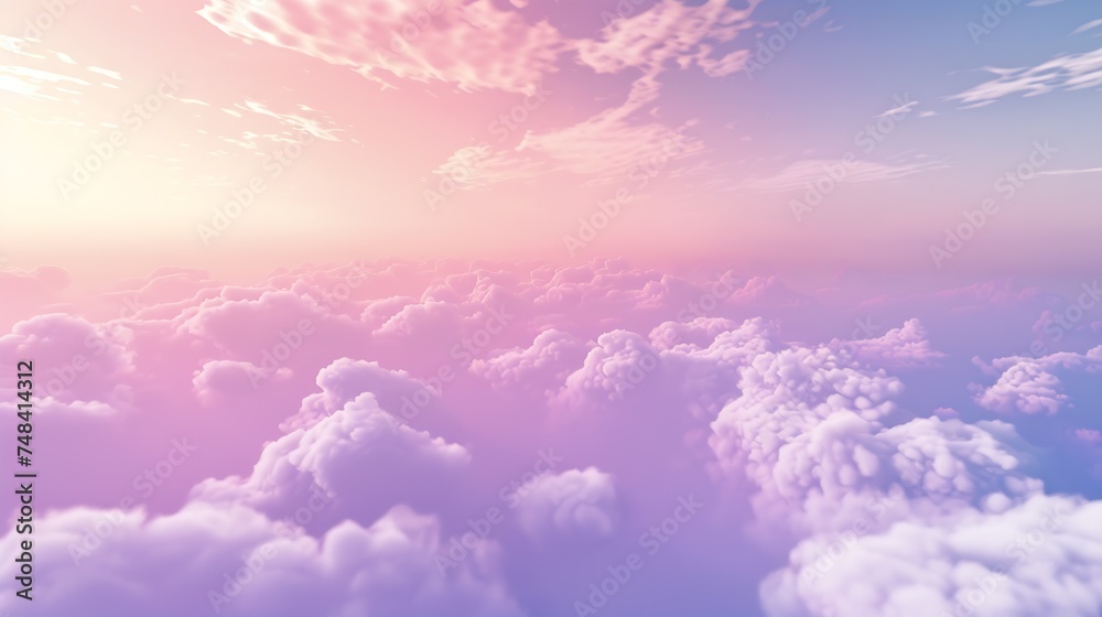 Aufkleber Purple pink sky with clouds Background with copy space for design : Generative AI