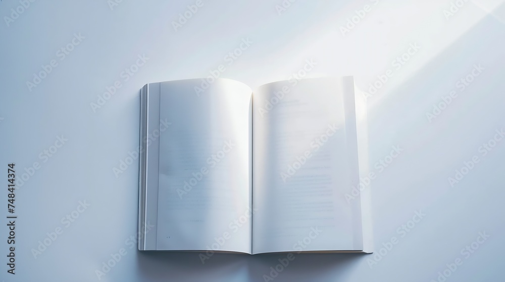 Aufkleber open book on white background top view : generative ai