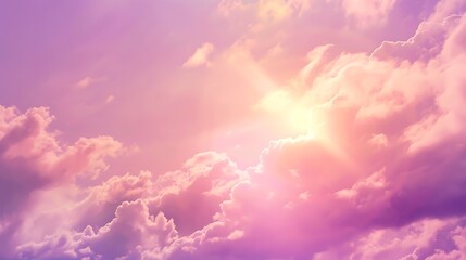 Purple sky with clouds Sunset Evening sky background with copy space for design Web banner Website header : Generative AI