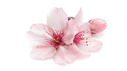 Cherry Blossom or Sakura flower on white background : Generative AI