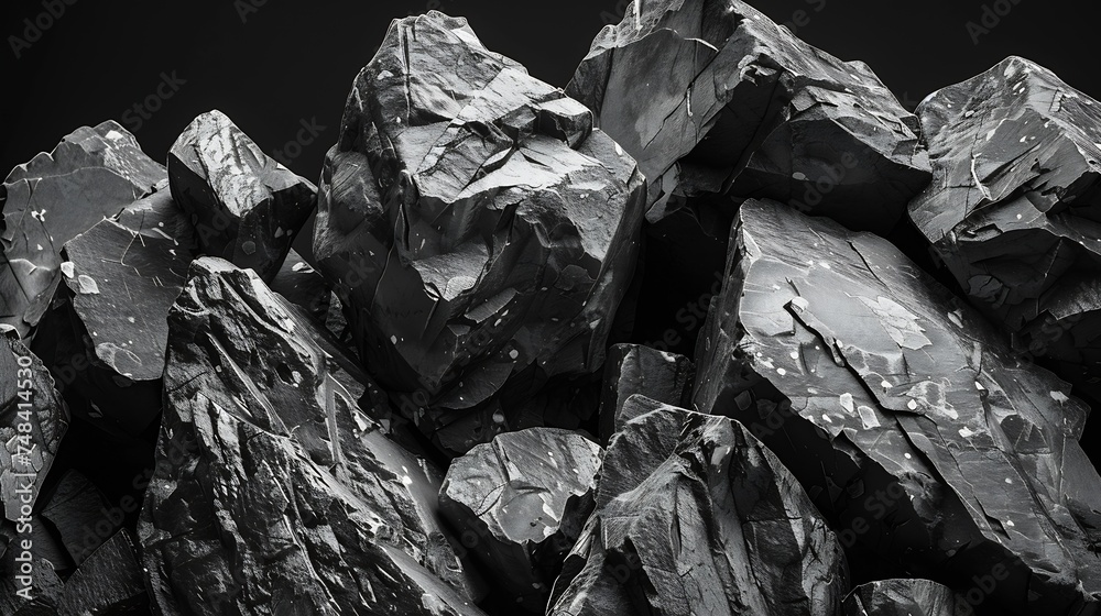 Aufkleber black and white background black rock background mountain texture closeup volumetric stone backgroun