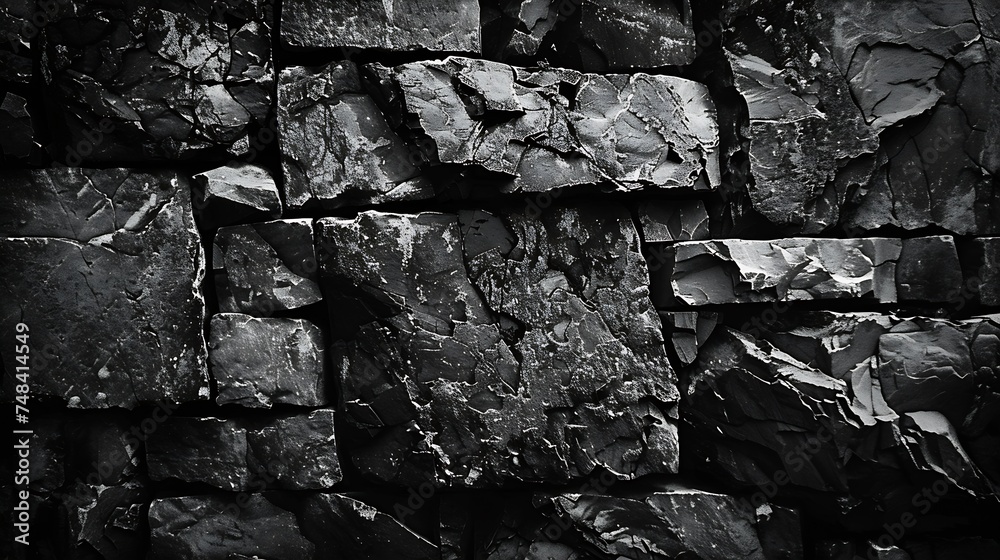 Poster black and white grunge rock texture dark stone background mountain surface texture closeup it looks 