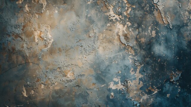 Gray blue brown beige abstract grunge background Cracked concrete floor Dusty blue color Dirty rough surface texture Old damaged : Generative AI