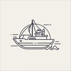 ShipBoat icon minimal 2D vector for design