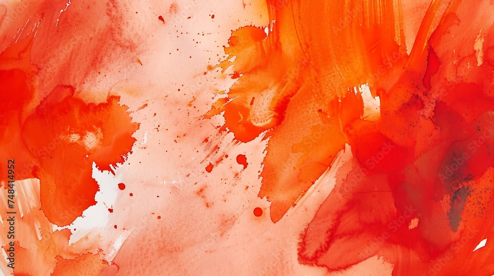 Poster red orange watercolor on paper abstract pattern coral color art background for designgrunge daub sta