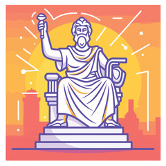 The Statue of Zeus at Olympia illustration minimal 2D vector for design
