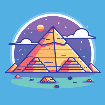The Great Pyramind of Giza illustration minimal 2D vector for design
