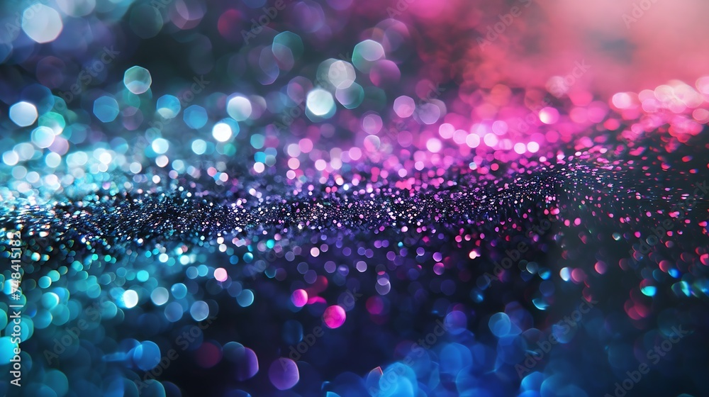 Aufkleber glitter spectacular colorful dark background black silver and golg color defocused explosion of spar