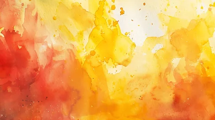 Fototapeten Yellow orange red watercolor background Colorful art background with copy space for design Wide banner Website header Birthday Valentines day Mothers day holiday anniversary : Generative AI © Generative AI