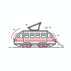 Tram icon minimal 2D vector cute for design