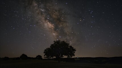 Photographer takes a good shot on the The Milky Way and the stars in the beautiful night sky Long...