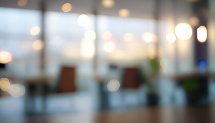 atmosphere around office blur background with bokeh light for corporate creative design