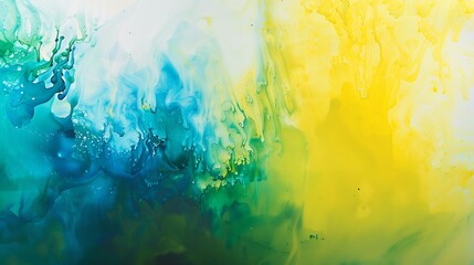 Green blue yellow watercolor Abstract colorful art background with copy space for design Wide...