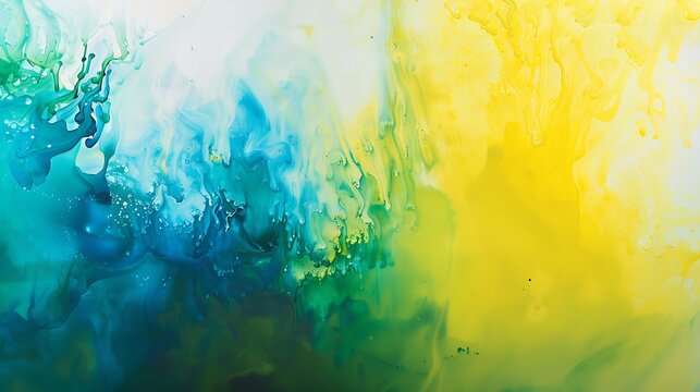 Green blue yellow watercolor Abstract colorful art background with copy space for design Wide banner Website header : Generative AI
