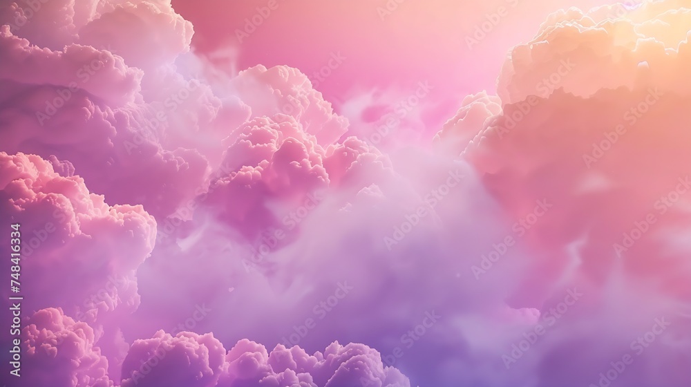 Aufkleber Purple pink sky with clouds Background with copy space for design : Generative AI