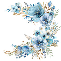 Dazzling Blue FlowersWatercolor Clipart