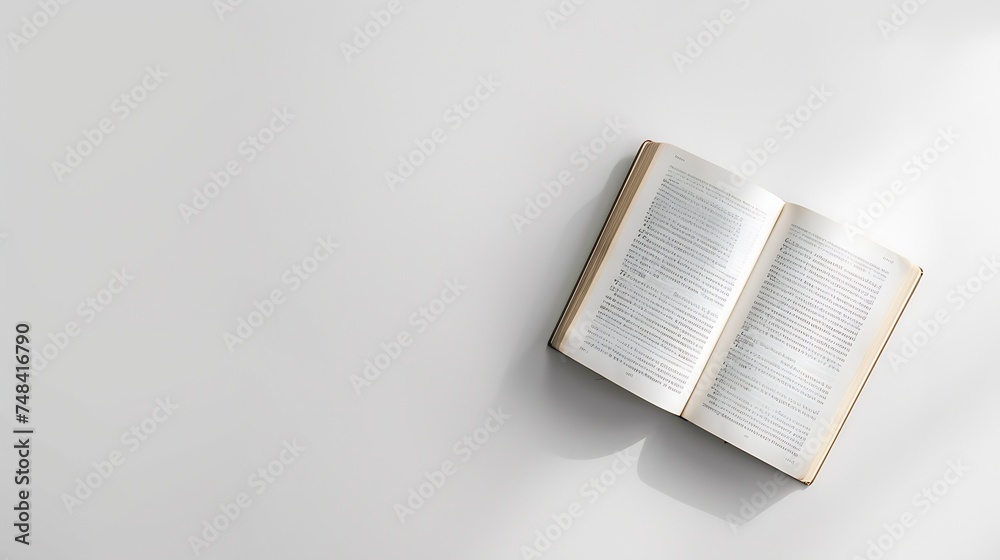 Poster Open book on white background top view : Generative AI
