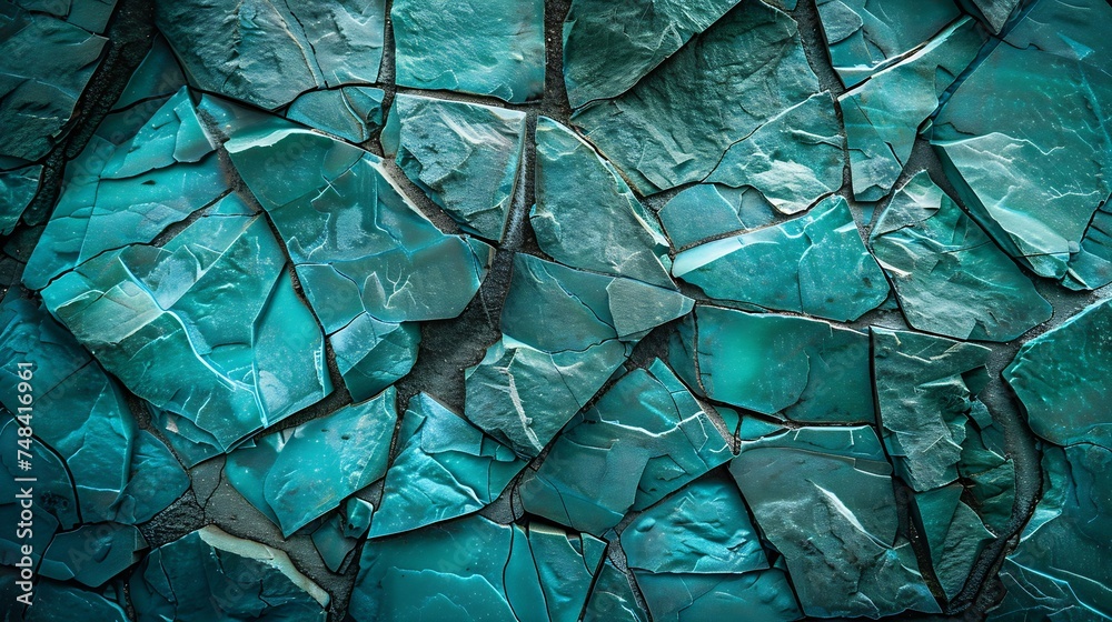 Fototapete Blue green grunge background Toned rock texture background Combination of teal color and rough cracked stone surface Tidewater Green color abstract background : Generative AI