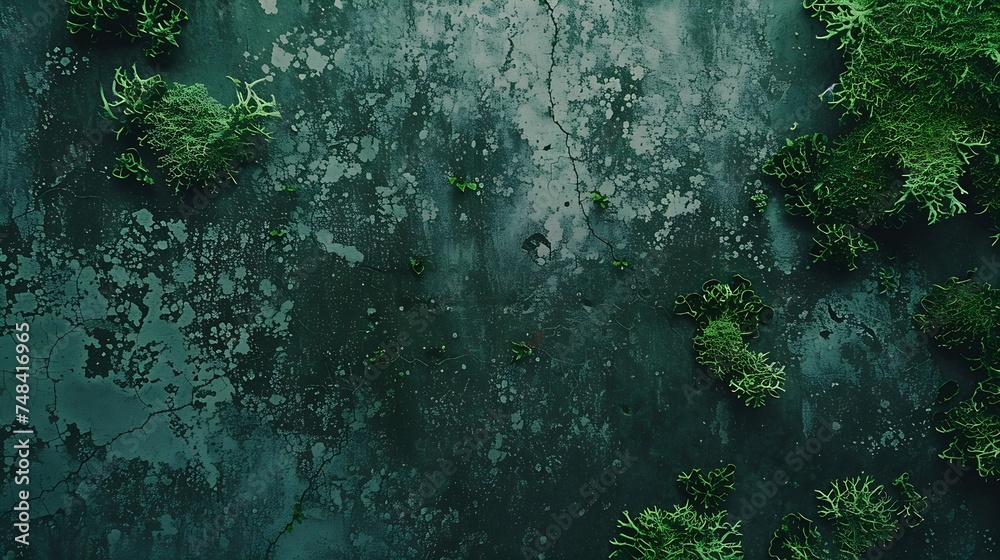 Poster abstract grunge background with border mold moss fungus on a concrete wall graygreen wall with mold 