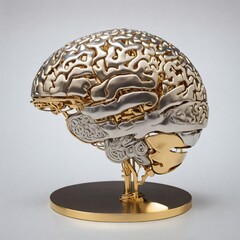 silver brain isolated on white background looking very nice