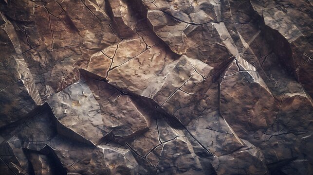 Rock texture Stone background Old weathered crumbling mountain surface in cracks background Light brown rock background : Generative AI