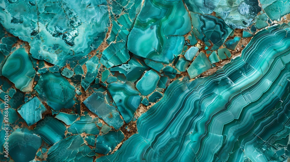 Aufkleber blue green stone background abstract turquoise background toned stone texture wide banner with a bea