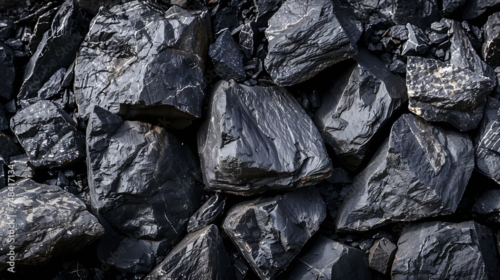 Aufkleber black white rock texture gray stone background with copy space for design wide banner website header