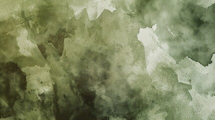 Green brown abstract watercolor pattern Dark olive khaki color Art background for design Dirty...