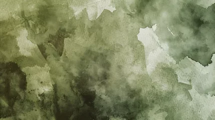 Fototapeten Green brown abstract watercolor pattern Dark olive khaki color Art background for design Dirty Grunge Daub stain spot blot splash Frightening ominous : Generative AI © Generative AI