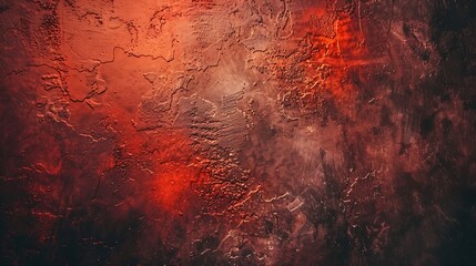 Dark red orange textureToned rough concrete wall surface Closeup Bright colorful background with...
