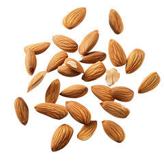 Flying Tasty and nutritious almond nuts on white background PNG