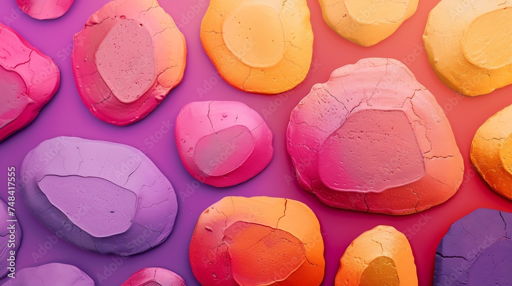 Poster yellow orange red magenta violet gradient painted stone surface texture abstract colorful background