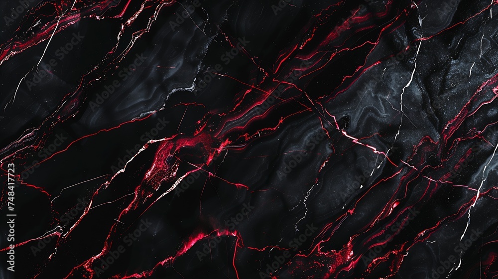 Fototapete Black red abstract background Marble pattern Dark Toned stone background with space for design Web banner Wide Long Panoramic Website header Backdrop Christmas Closeup : Generative AI