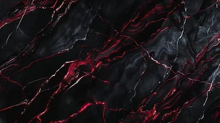 Fotobehang Black red abstract background Marble pattern Dark Toned stone background with space for design Web banner Wide Long Panoramic Website header Backdrop Christmas Closeup : Generative AI © Generative AI