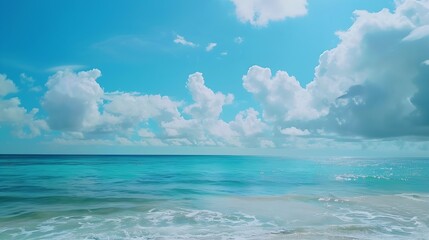 Beautiful sea under cloudy blue sky : Generative AI